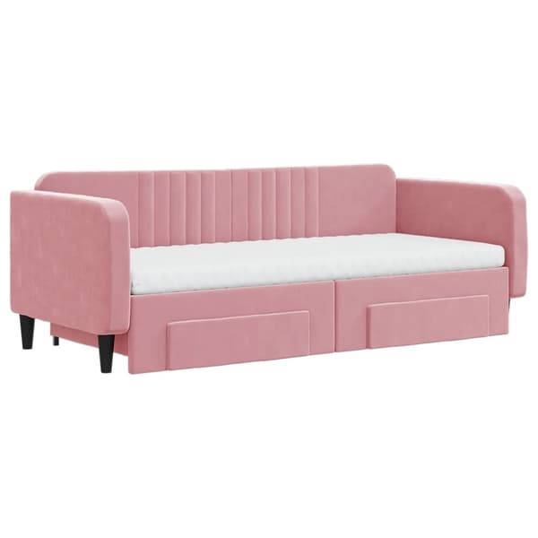 vidaXL Dagbädd utdragbar med lådor rosa 90x200 cm sammet