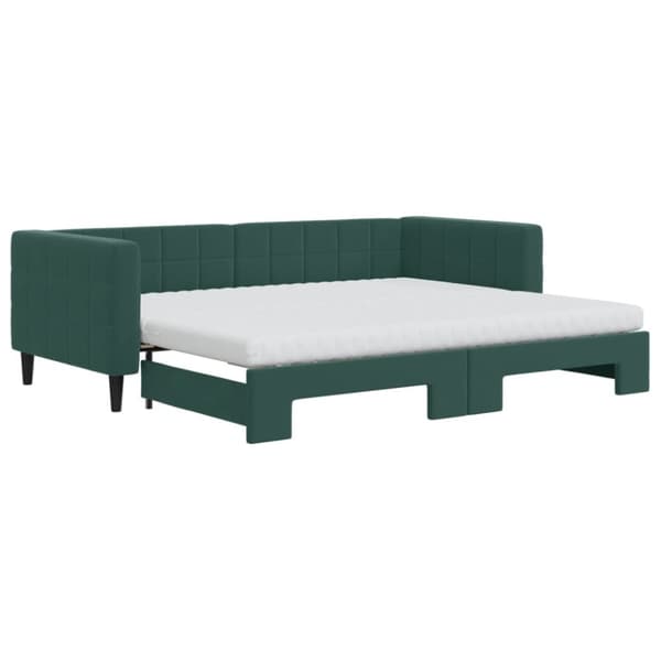 vidaXL Dagbädd utdragbar och madrasser mörkgrön 90x200 cm sammet