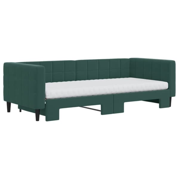 vidaXL Dagbädd utdragbar och madrasser mörkgrön 90x200 cm sammet