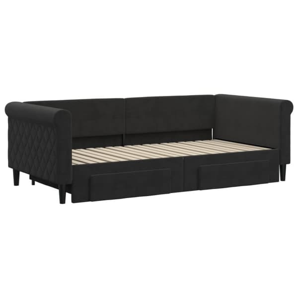 vidaXL Dagbädd utdragbar med lådor svart 90x190 cm sammet
