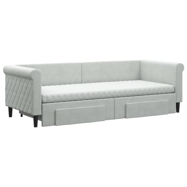 vidaXL Dagbädd utdragbar med lådor ljusgrå 80x200 cm sammet