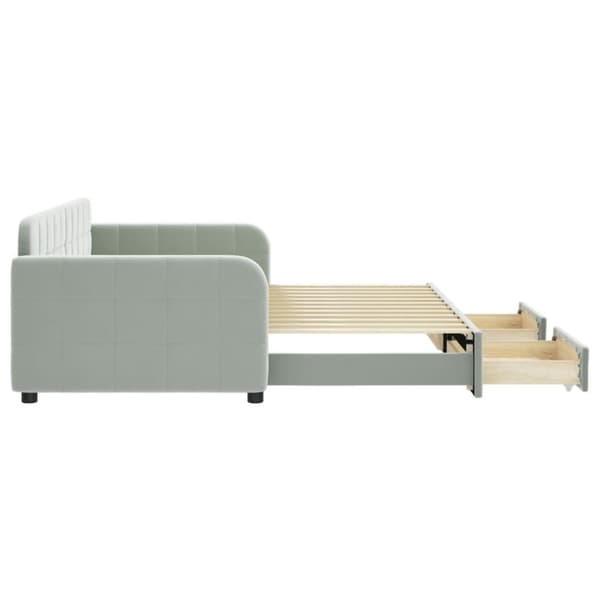 vidaXL Dagbädd utdragbar med lådor ljusgrå 90x200 cm sammet