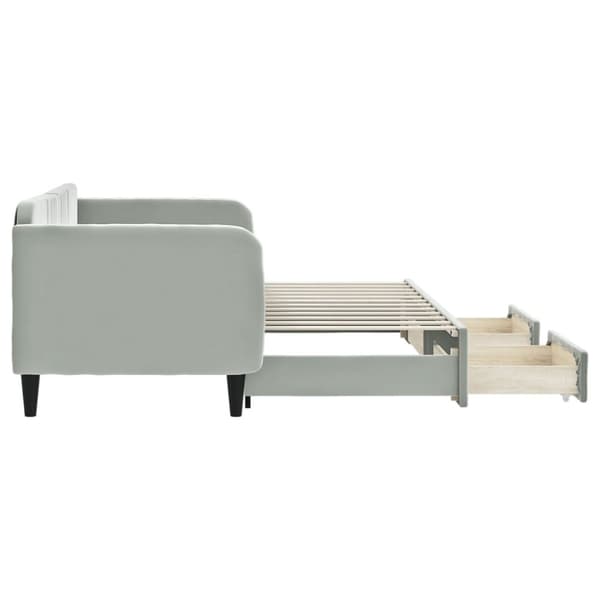 vidaXL Dagbädd utdragbar med lådor ljusgrå 80x200 cm sammet