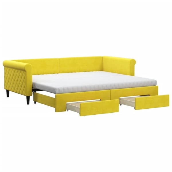 vidaXL Dagbädd utdragbar med lådor gul 90x200 cm sammet