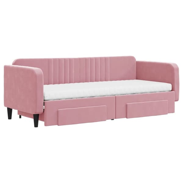 vidaXL Dagbädd utdragbar med lådor rosa 80x200 cm sammet
