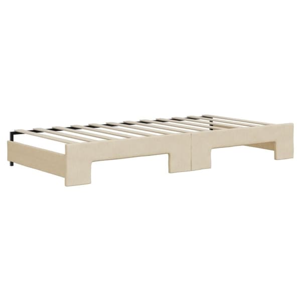 vidaXL Dagbädd utdragbar med madrasser gräddvit 90x200 cm tyg