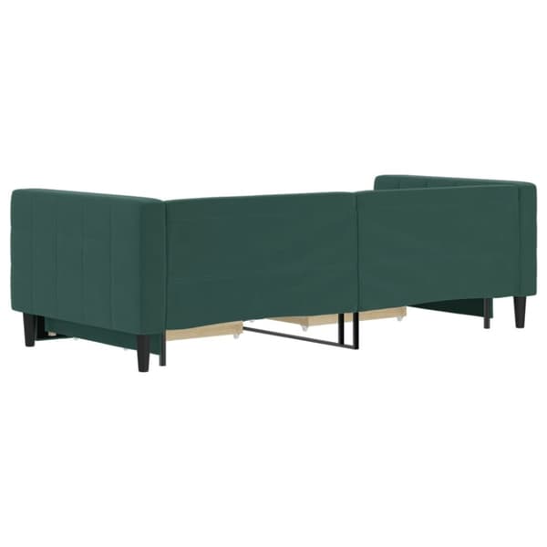 vidaXL daybed med udtræk og skuffer 90x200 cm velour mørkegrøn