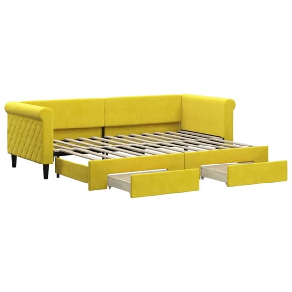 vidaXL daybed med udtræk og skuffer 80x200 cm velour gul