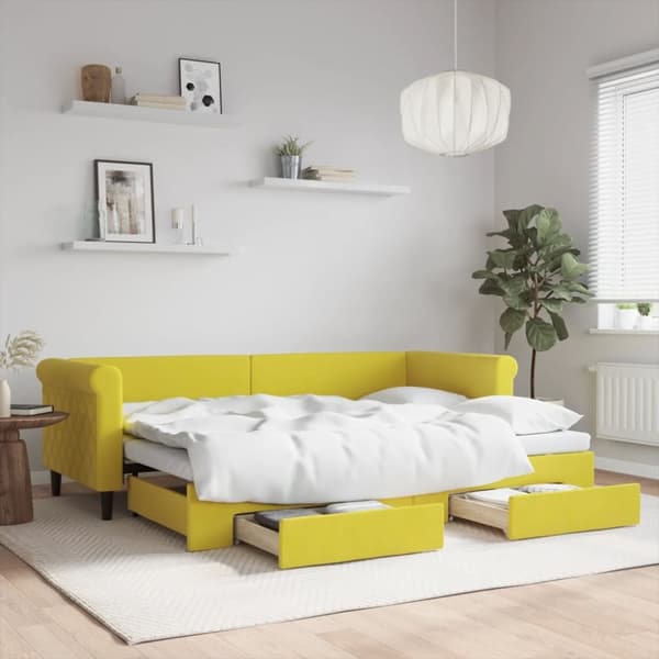 vidaXL daybed med udtræk og skuffer 80x200 cm velour gul