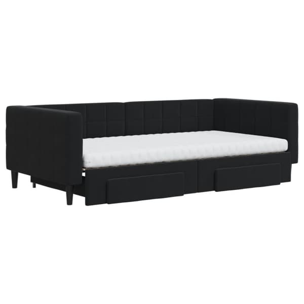 vidaXL daybed med udtræk og skuffer 100x200 cm velour sort