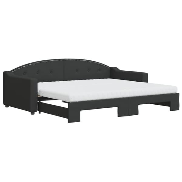 vidaXL Dagbädd utdragbar med madrasser svart 90x200 cm tyg