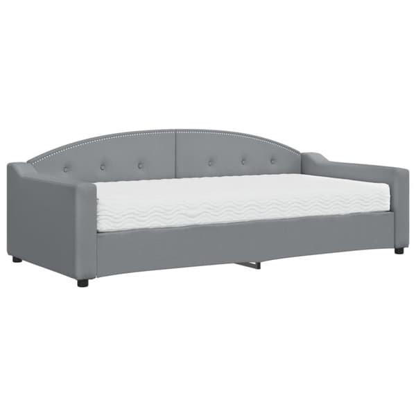 vidaXL Dagbädd med madrass ljusgrå 90x200 cm tyg