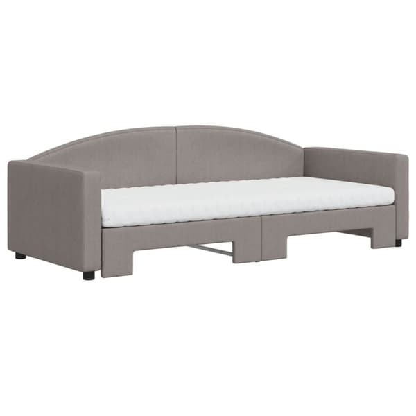 vidaXL Dagbädd utdragbar med madrasser taupe 90x200 cm tyg