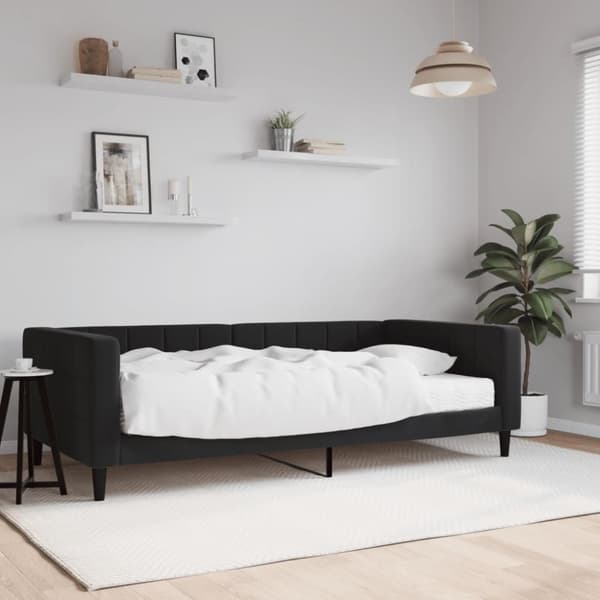 vidaXL Dagbädd med madrass svart 100x200 cm sammet