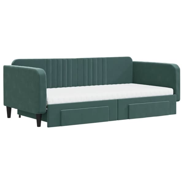 vidaXL Dagbädd utdragbar med lådor mörkgrön 100x200 cm sammet