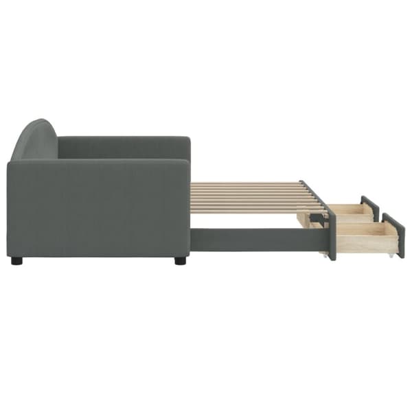 vidaXL daybed med udtræk og skuffer 90x190 cm stof mørkegrå