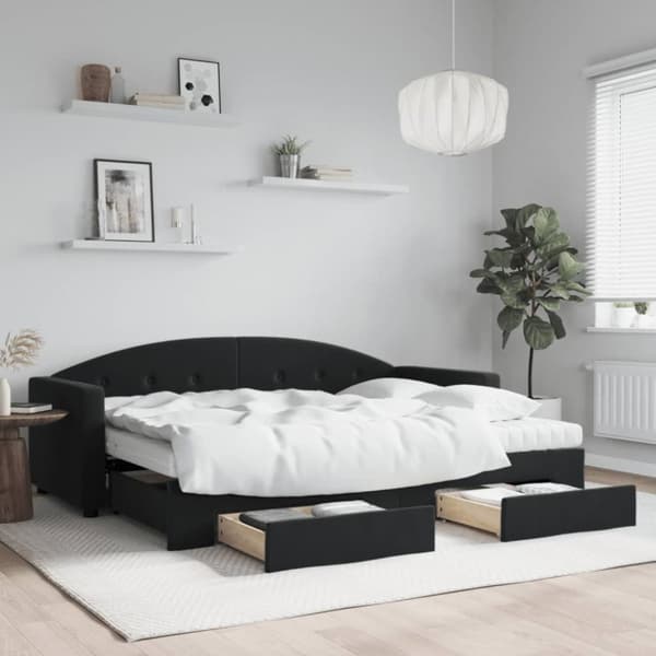 vidaXL Dagbädd utdragbar med lådor svart 80x200 cm sammet