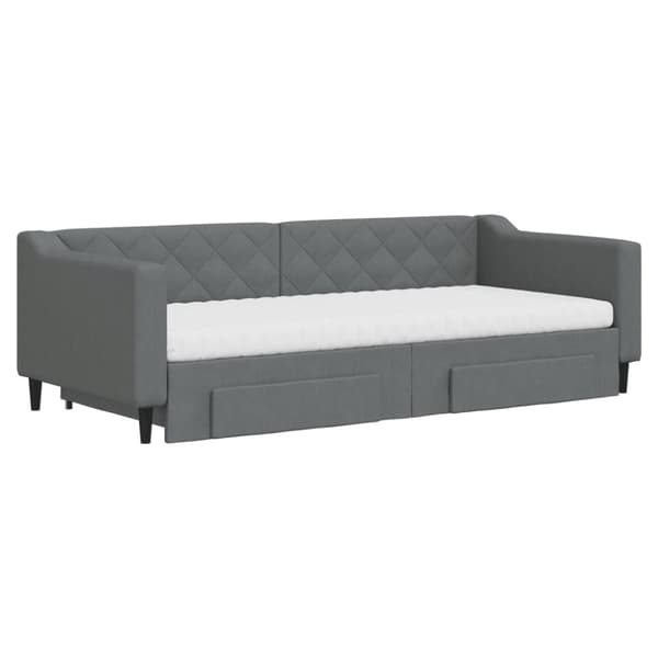 vidaXL daybed med udtræk og skuffer 90x200 cm stof mørkegrå