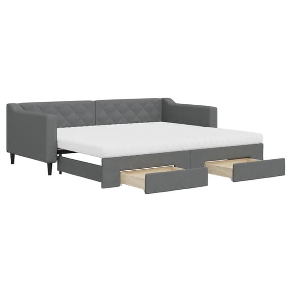 vidaXL daybed med udtræk og skuffer 90x200 cm stof mørkegrå