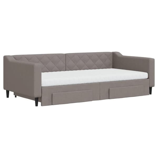 vidaXL Dagbädd utdragbar med lådor taupe 100x200 cm tyg