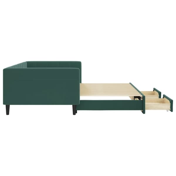vidaXL daybed med udtræk og skuffer 100x200 cm velour mørkegrøn