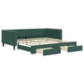 Miniatyrbillede 1 af 11: vidaXL daybed med udtræk og skuffer 100x200 cm velour mørkegrøn