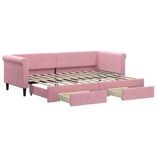 vidaXL Dagbädd utdragbar med lådor rosa 80x200 cm sammet