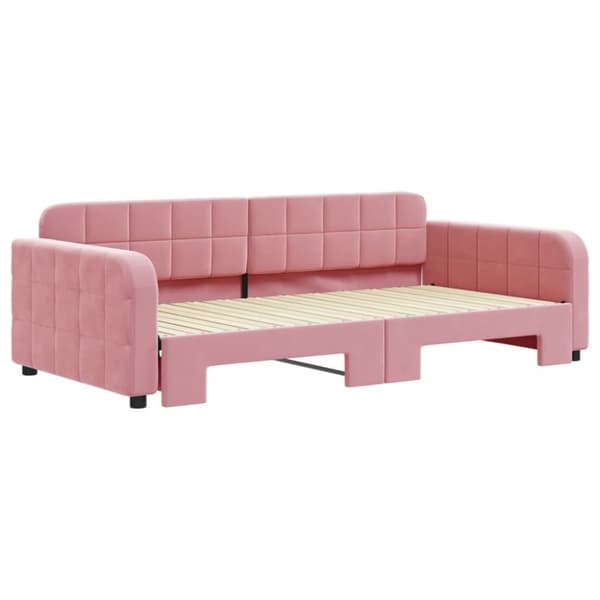 vidaXL Dagbädd utdragbar rosa 100x200 cm sammet