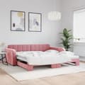 Miniatyrbild 2 av 11: vidaXL Dagbädd utdragbar rosa 100x200 cm sammet