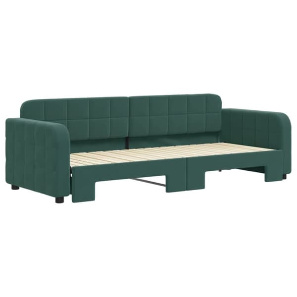 vidaXL Dagbädd utdragbar mörkgrön 80x200 cm sammet