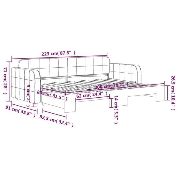 vidaXL Dagbädd utdragbar mörkgrön 80x200 cm sammet