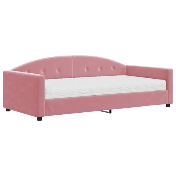 vidaXL Dagbädd med madrass rosa 100x200 cm sammet