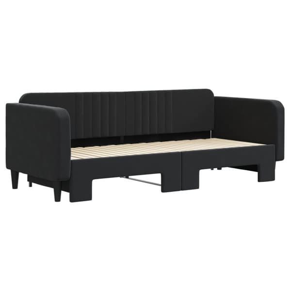 vidaXL Dagbädd utdragbar svart 90x200 cm sammet