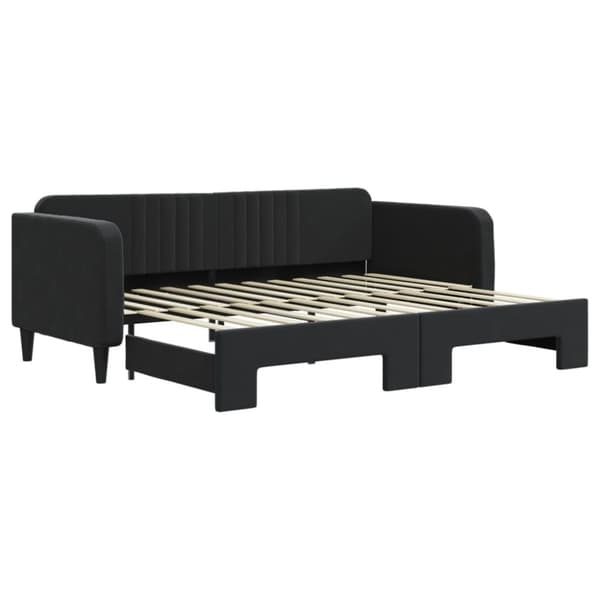 vidaXL Dagbädd utdragbar svart 90x200 cm sammet