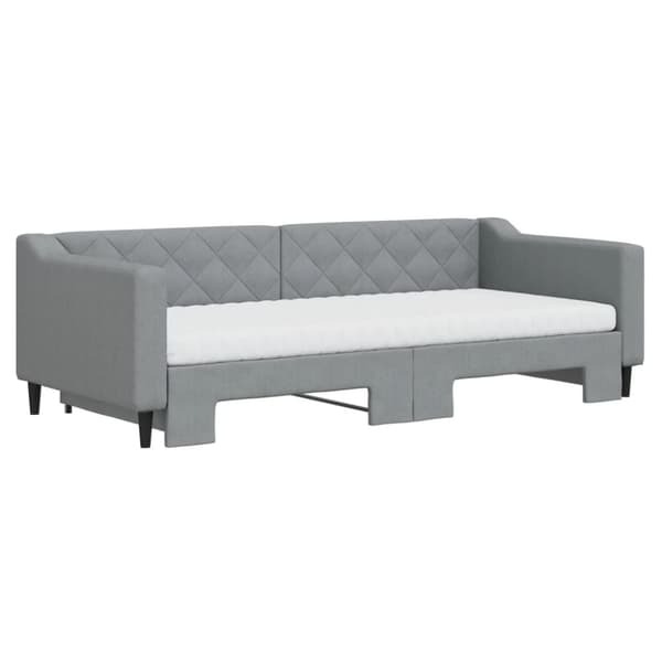 vidaXL Dagbädd utdragbar med madrasser ljusgrå 90x200 cm tyg