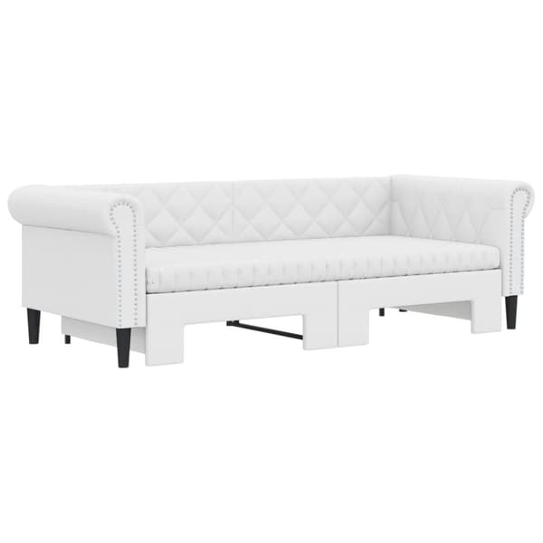 vidaXL Dagbädd utdragbar med madrasser vit 90x200 cm konstläder