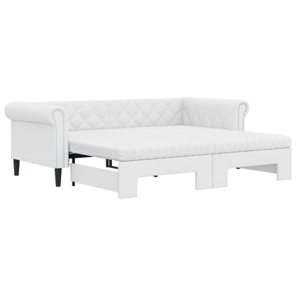 vidaXL Dagbädd utdragbar med madrasser vit 90x200 cm konstläder