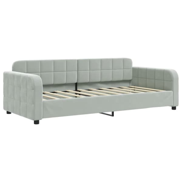 vidaXL Dagbädd utdragbar och madrasser ljusgrå 90x190 cm sammet