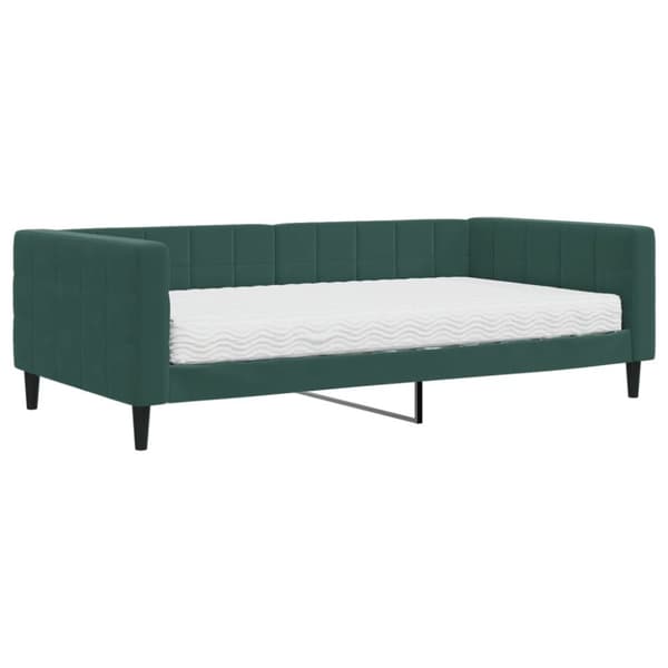vidaXL Dagbädd med madrass mörkgrön 100x200 cm sammet