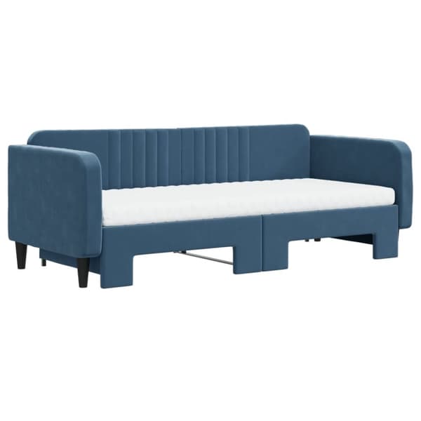 vidaXL Dagbädd utdragbar med madrasser blå 90x200 cm sammet