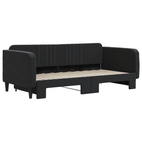 vidaXL Dagbädd utdragbar svart 90x190 cm sammet