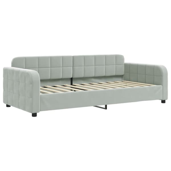 vidaXL Dagbädd med madrass ljusgrå 90x200 cm sammet