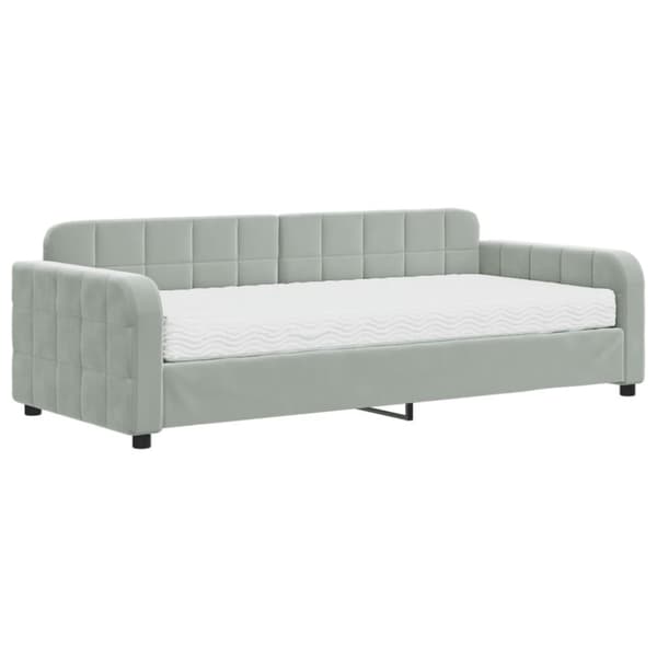 vidaXL Dagbädd med madrass ljusgrå 90x200 cm sammet