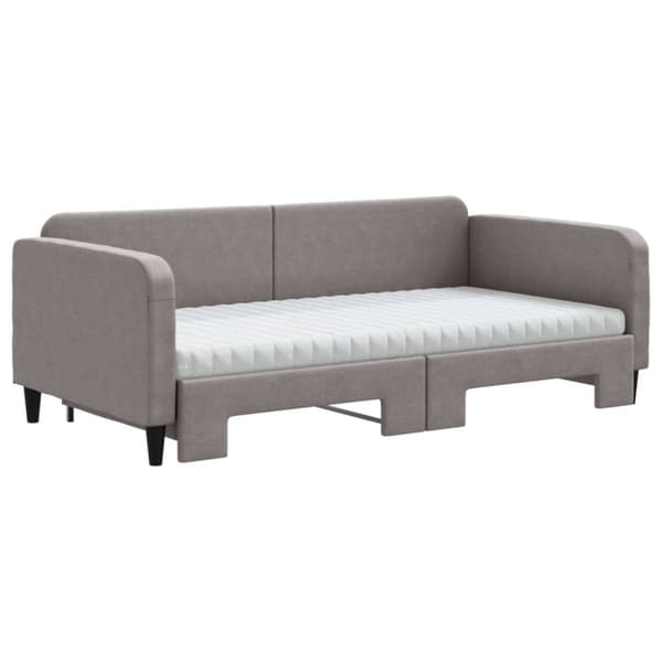 vidaXL Dagbädd med extrabädd och madrasser taupe 100x200 cm tyg