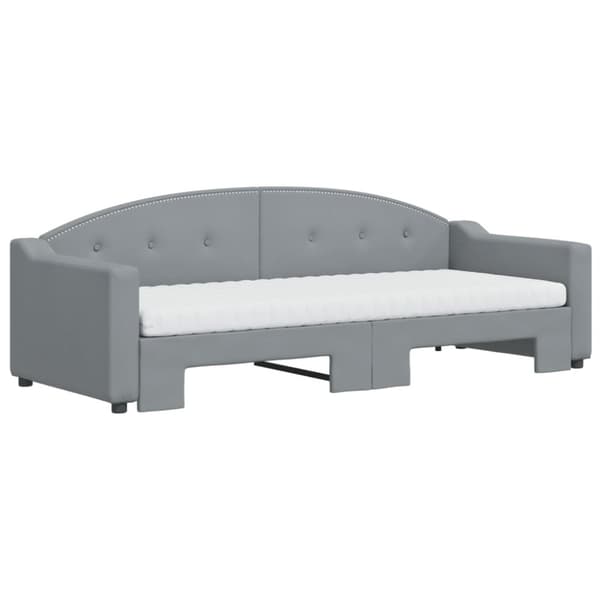 vidaXL Dagbädd med madrasser utdragbar ljusgrå 80x200 cm tyg