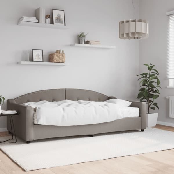 vidaXL Dagbädd med madrass taupe 100x200 cm tyg