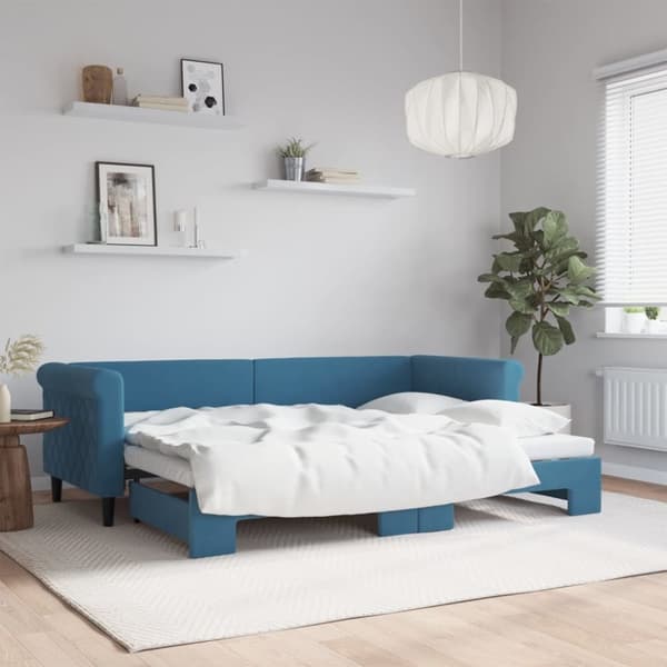 vidaXL Dagbädd utdragbar blå 80x200 cm sammet