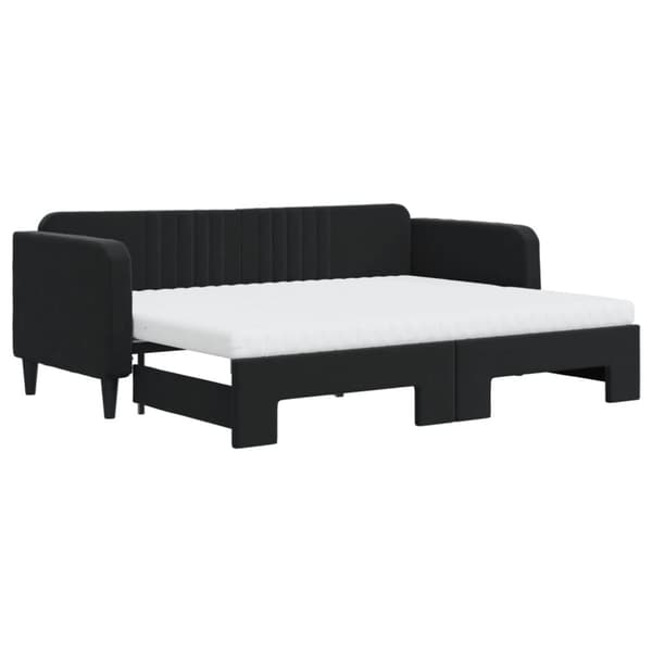 vidaXL Dagbädd utdragbar med madrasser svart 80x200 cm sammet