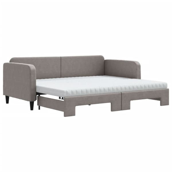 vidaXL Dagbädd utdragbar med madrasser taupe 90x200 cm tyg