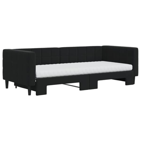 vidaXL Dagbädd utdragbar och madrasser svart 90x200 cm sammet